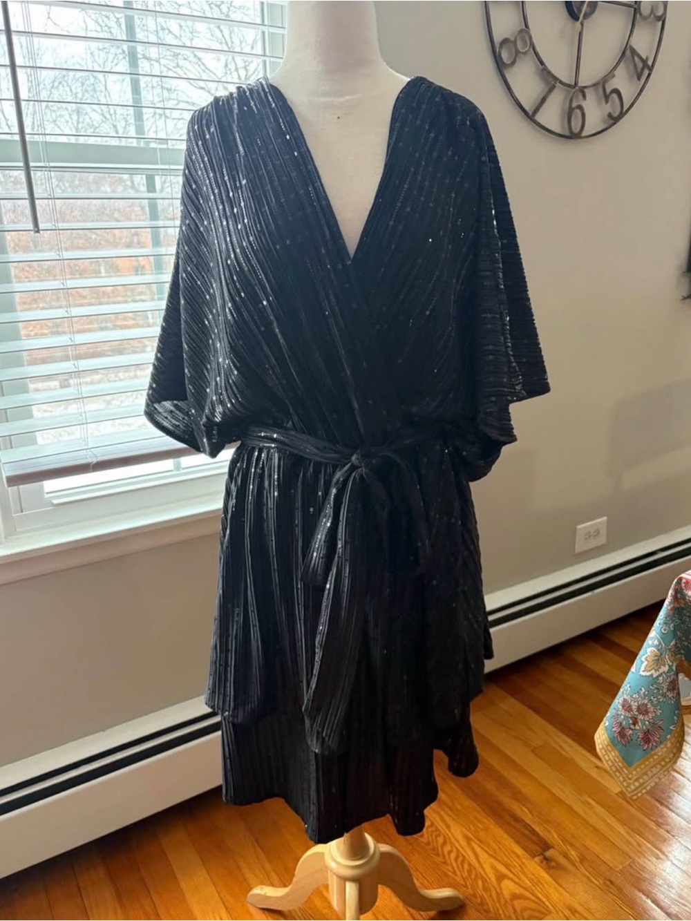 City Chic Black Sequin Wrap Mini Dress, Size 18 (EUC - worn 1x only)